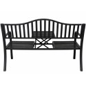 Ławka Ogrodowa Taras Ogród Park Metalowa Oparcie Stolik Czarna 150 cm LEAN