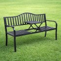 Ławka Ogrodowa Taras Ogród Park Metalowa Oparcie Stolik Czarna 150 cm LEAN