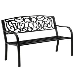 Ławka Ogrodowa Taras Ogród Park Metalowa Oparcie WELCOME Czarna 127 cm LEAN