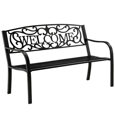 Ławka Ogrodowa Taras Ogród Park Metalowa Oparcie WELCOME Czarna 127 cm LEAN