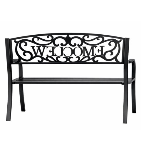 Ławka Ogrodowa Taras Ogród Park Metalowa Oparcie WELCOME Czarna 127 cm LEAN