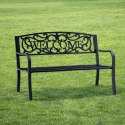 Ławka Ogrodowa Taras Ogród Park Metalowa Oparcie WELCOME Czarna 127 cm LEAN