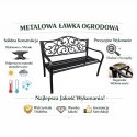 Ławka Ogrodowa Taras Ogród Park Metalowa Oparcie Zdobiona Czarna 127 cm LEAN