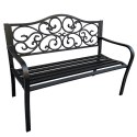 Ławka Ogrodowa Taras Ogród Park Metalowa Oparcie Zdobiona Czarna 127 cm LEAN