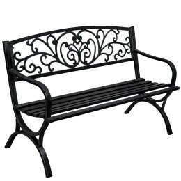 Ławka Ogrodowa Taras Ogród Parkowa Metalowa Oparcie Zdobiona Czarna 127 cm LEAN
