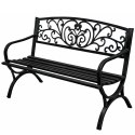 Ławka Ogrodowa Taras Ogród Parkowa Metalowa Oparcie Zdobiona Czarna 127 cm LEAN