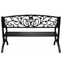 Ławka Ogrodowa Taras Ogród Parkowa Metalowa Oparcie Zdobiona Czarna 127 cm LEAN