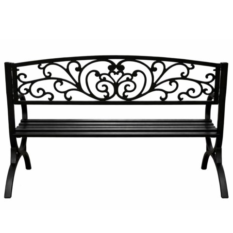 Ławka Ogrodowa Taras Ogród Parkowa Metalowa Oparcie Zdobiona Czarna 127 cm LEAN