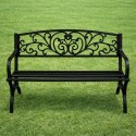 Ławka Ogrodowa Taras Ogród Parkowa Metalowa Oparcie Zdobiona Czarna 127 cm LEAN