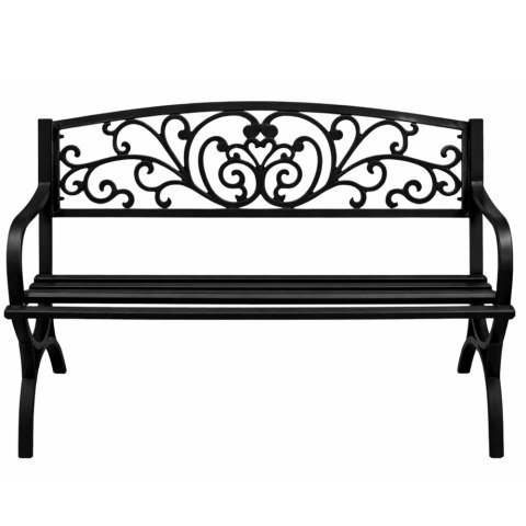 Ławka Ogrodowa Taras Ogród Parkowa Metalowa Oparcie Zdobiona Czarna 127 cm LEAN