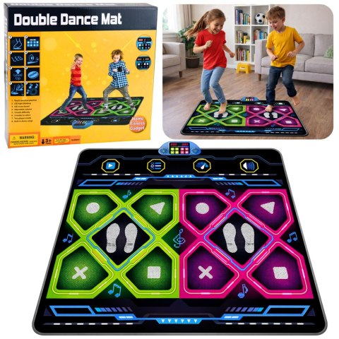 Podwójna Mata Taneczna Elektroniczna Do Tańczenia LED 105 x 90 cm LEAN Toys