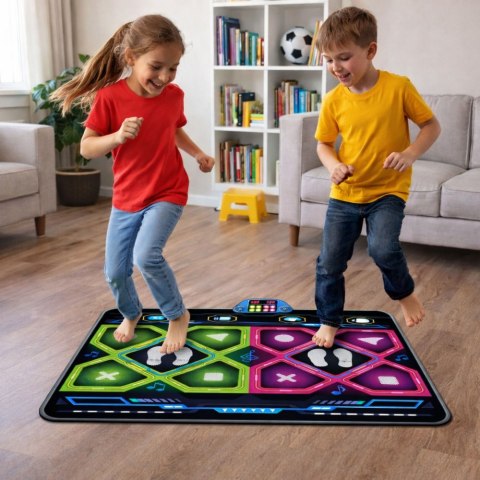 Podwójna Mata Taneczna Elektroniczna Do Tańczenia LED 105 x 90 cm LEAN Toys