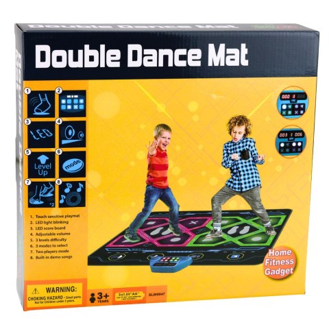 Podwójna Mata Taneczna Elektroniczna Do Tańczenia LED 105 x 90 cm LEAN Toys
