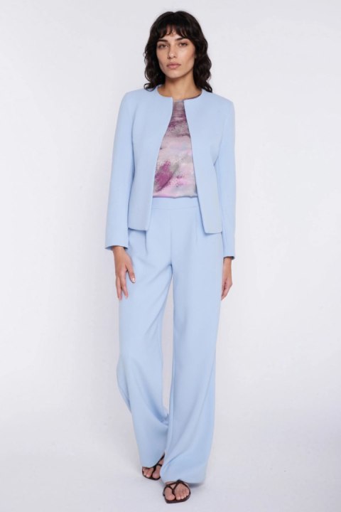 Spodnie z szerokim pasem i zakładkami SD139 Błękit - Nife Nife