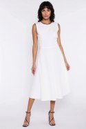 Sukienka z lamówką S292 Ecru - Nife Nife