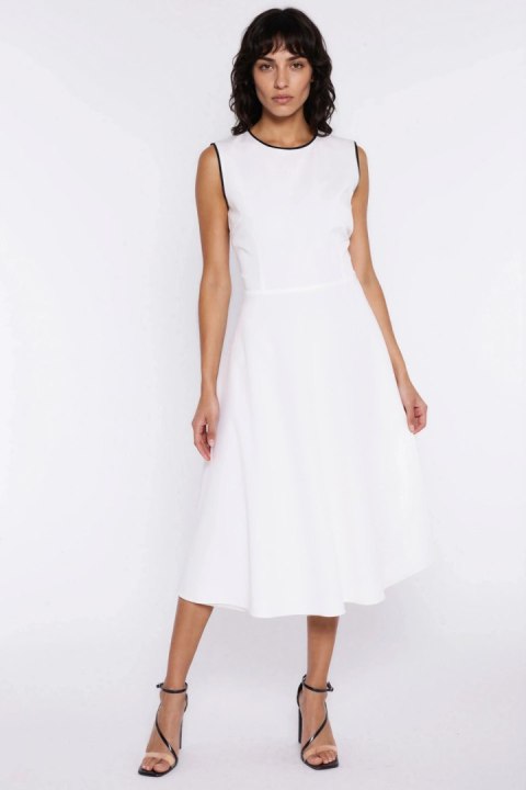 Sukienka z lamówką S292 Ecru - Nife Nife