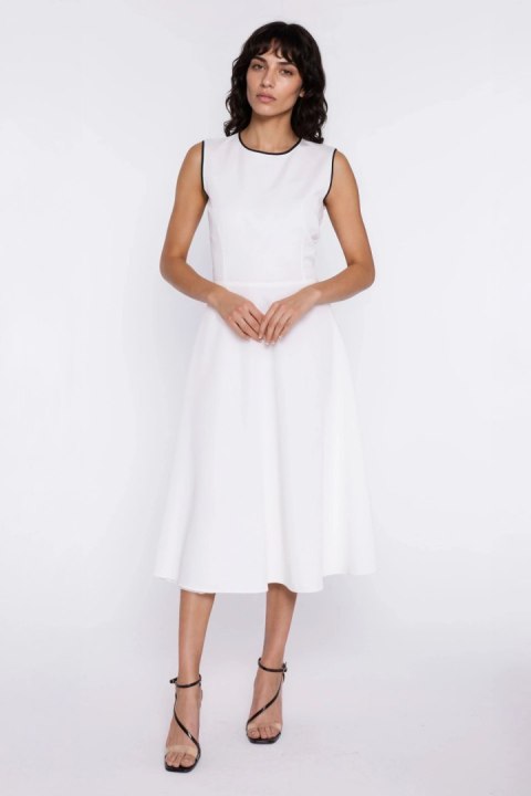 Sukienka z lamówką S292 Ecru - Nife Nife