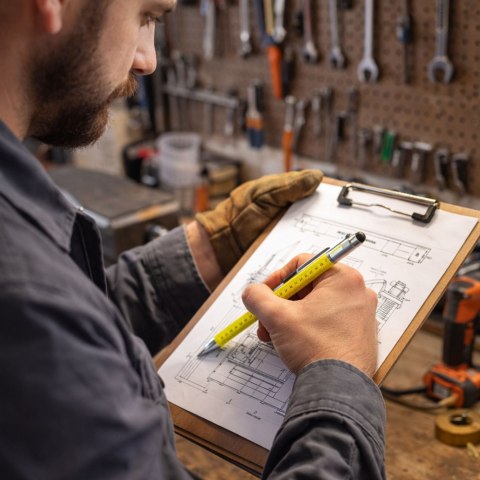 Długopisy Wielofunkcyjne 9w1 Poziomica Latarka Śrubokręt Żółty Czarny 2szt LEAN