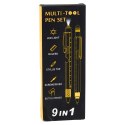 Długopisy Wielofunkcyjne 9w1 Poziomica Latarka Śrubokręt Żółty Czarny 2szt LEAN