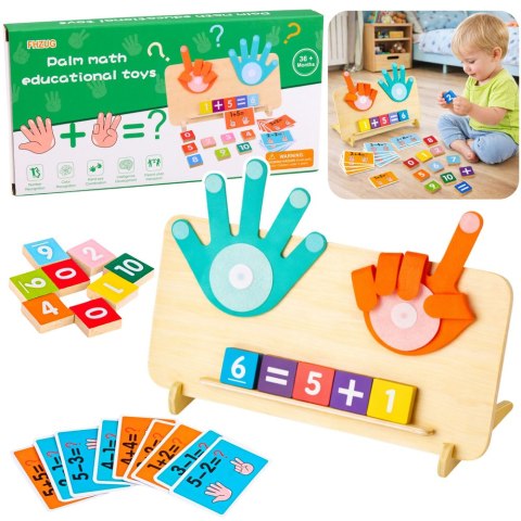 Drewniana Układanka Matematyczna Nauka Liczenia na Palcach Działania Karty LEAN Toys