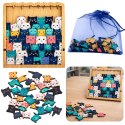 Drewniane Puzzle Kotki Układanka Edukacyjna Ramka Woreczek 62 el. LEAN Toys