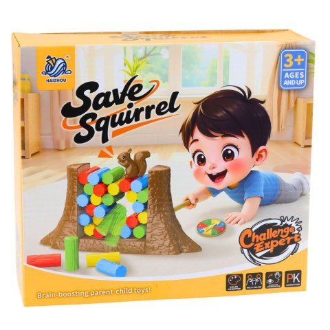 Gra Zręcznościowa Rodzinna Edukacyjna Ratuj Wiewiórkę Tarcza Losująca LEAN Toys
