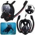 Maska Do Snorkelingu Nurkowania Pełnotwarzowa AntiFog DryTop Czarna L/XL LEAN Toys