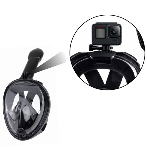 Maska Do Snorkelingu Nurkowania Pełnotwarzowa System AntiFog Czarna L/XL LEAN Toys