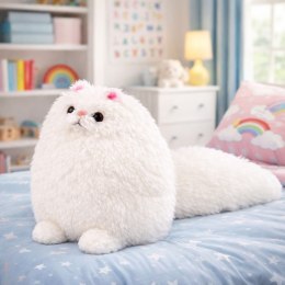 Pluszowa Maskotka Przytulanka Duży Kot Z Długim Ogonem Biały 30 x 30 cm LEAN Toys