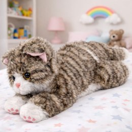 Pluszowa Maskotka Przytulanka Kotek Leżący Beżowy 38 cm LEAN Toys