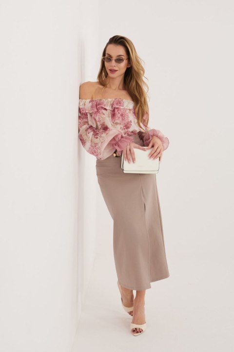 Spódnica Model IT-SD-FL7393-1.16 Dark Beige - Rue Paris Rue Paris