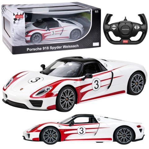 Auto Porsche 918 Spyder Performance Zdalnie Sterowane RC Białe Rastar 1:14 Rastar