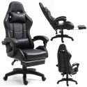 Fotel Gamingowy LEAN Obrotowy Biurowy Z Podnóżkiem Poduszki Czarny LEAN