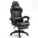 Fotel Gamingowy LEAN Obrotowy Biurowy Z Podnóżkiem Poduszki Czarny LEAN