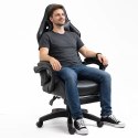 Fotel Gamingowy LEAN Obrotowy Biurowy Z Podnóżkiem Poduszki Czarny LEAN