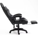 Fotel Gamingowy LEAN Obrotowy Biurowy Z Podnóżkiem Poduszki Czarny LEAN