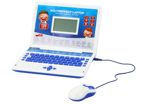 Laptop Edukacyjny Interaktywny 60 Funkcji Dwa Języki Myszka Niebieski LEAN Toys