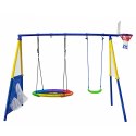 Plac Zabaw Ogrodowy Dla Dzieci Bocianie Gniazdo Huśtawka Kosz Do Gry 4w1 LEAN Toys