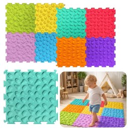 Ścieżka Sensoryczna Puzzle Kafelki Różne Struktury Kolory 24,5 cm 10 szt. LEAN Toys