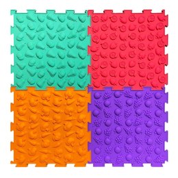 Ścieżka Sensoryczna Puzzle Kafelki Różne Struktury Kolory 24,5 cm 10 szt. LEAN Toys