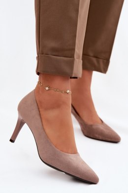 Szpilki Model Sergio Leone 1336 Light Brown Zamsz - Step in style Step in style