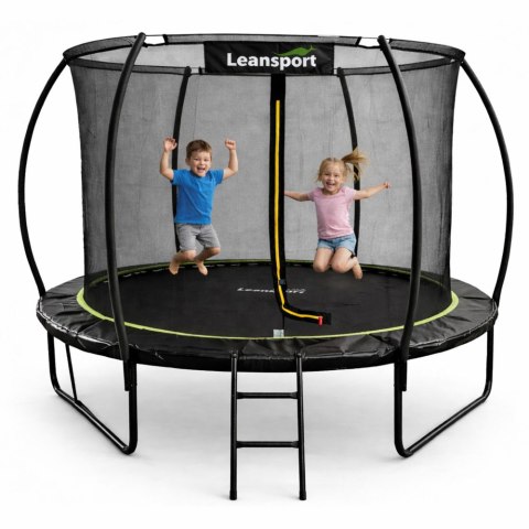 Trampolina Ogrodowa LEAN Z Siatką Wewnętrzną Czarno-Zielona 252CM 8FT LEAN Sport