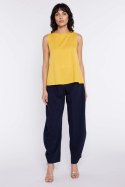 Bluzka o kroju trapezu bez rękawów B224 Yellow - Nife Nife