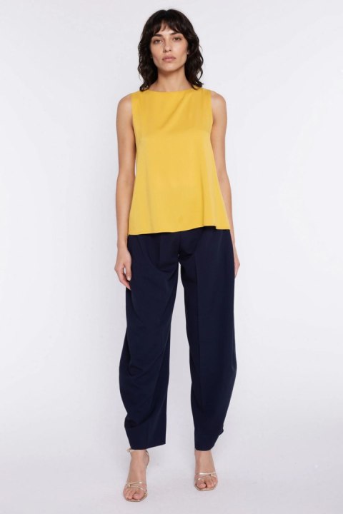 Bluzka o kroju trapezu bez rękawów B224 Yellow - Nife Nife