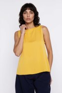 Bluzka o kroju trapezu bez rękawów B224 Yellow - Nife Nife