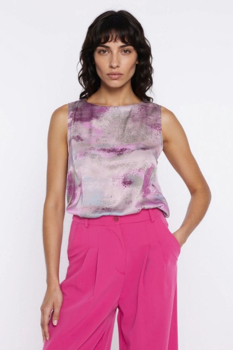 Bluzka o kroju trapezu, bez rękawów B320 Wzór - Nife Nife