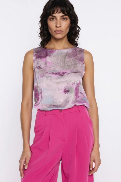 Bluzka o kroju trapezu, bez rękawów B320 Wzór - Nife Nife