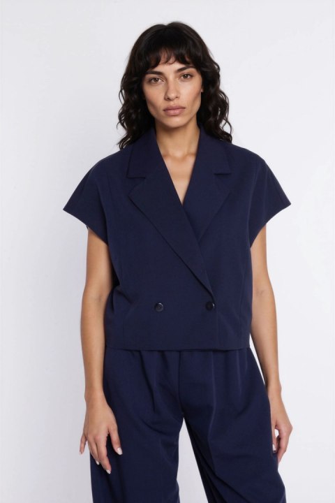 Dwurzędowy krótki żakiet Z96 Navy - Nife Nife