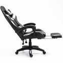 Fotel Gamingowy LEAN Obrotowy Biurowy Z Podnóżkiem Poduszki Czarno-Biały LEAN