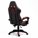 Fotel Gamingowy LEAN Obrotowy Biurowy Z Podnóżkiem Poduszki Czarno-Czerwony LEAN